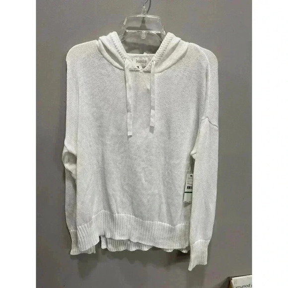 NWT Laundry by Shelli Segal Women's Large White Pullover Hooded Sweater Holiday - Picture 1 of 5